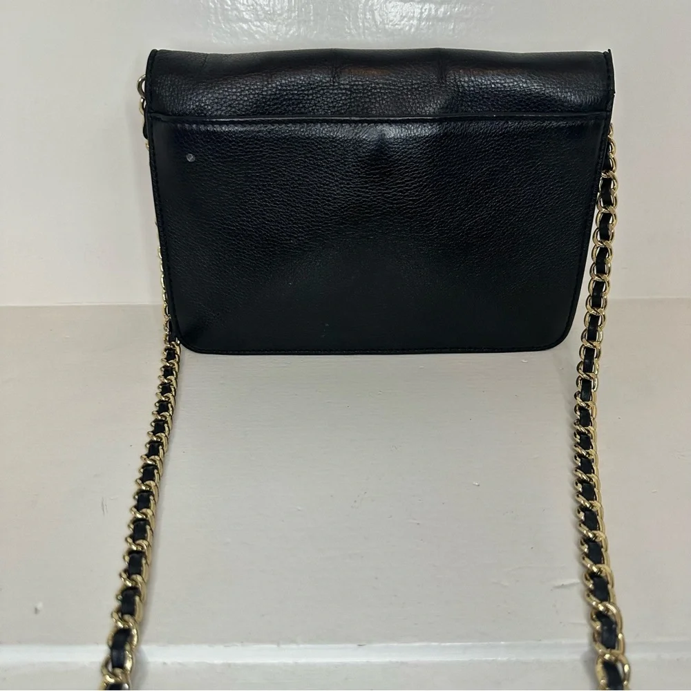 Tory Burch Black Robinson Leather Envelope Convertible Crossbody Shoulder Bag